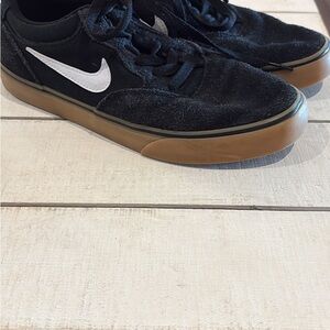Nike Black Suede Sneakers with White Swoosh